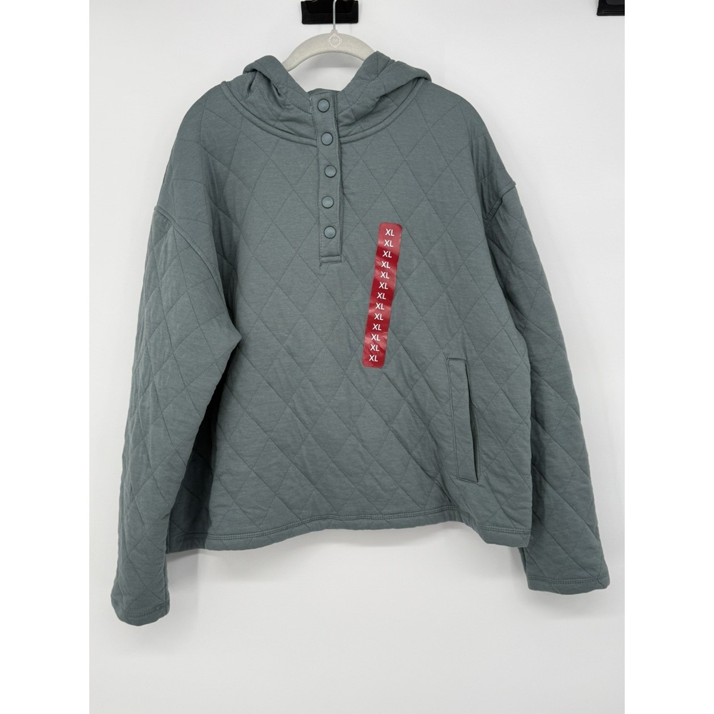 Lands End Women's Green Jacket 1/4 Snap XL 16-18 NWT